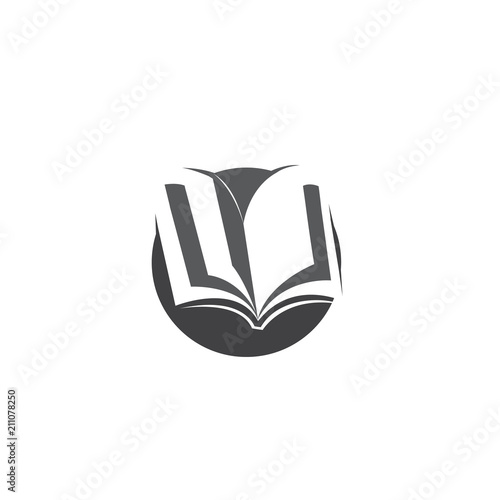 book open logo, icon negative space on circle