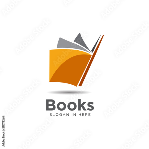 modern orange book open logo and icon
