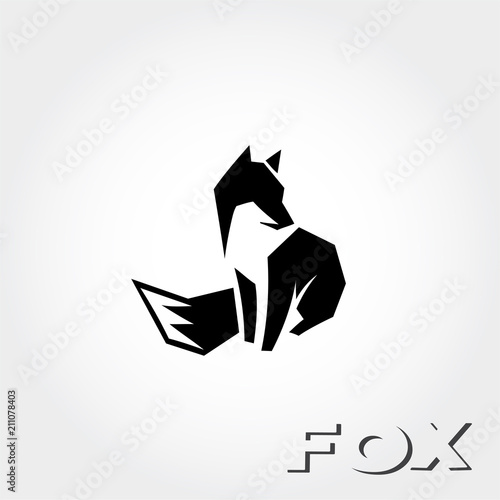 abstract cute sitting fox logo