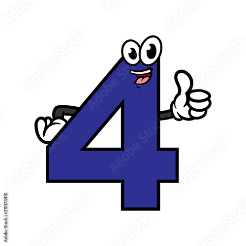 Cartoon Number Four Character