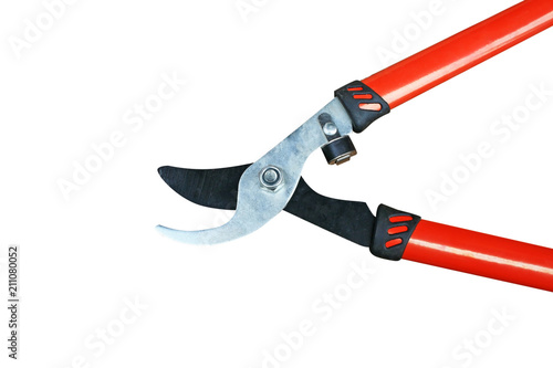 Pruning shears open isolated on white background  photo