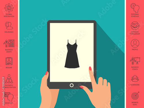 Sundress, Evening dress, combination or nightie, the silhouette. Menu item in the web design