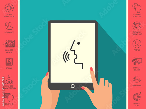 Voice control, person talking - icon