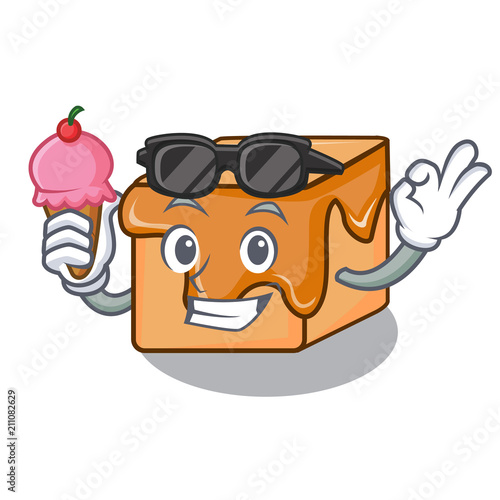With ice cream caramel candies character cartoon