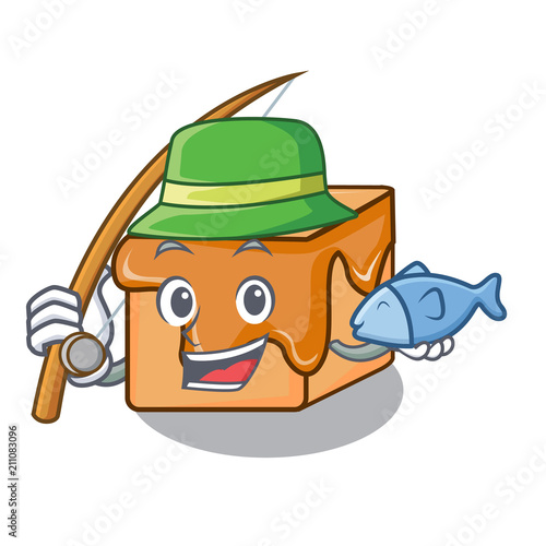 Fishing caramel candies mascot cartoon