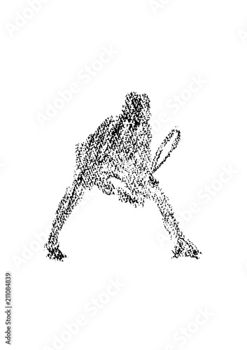 クレヨンで描いたテニス選手のイラスト