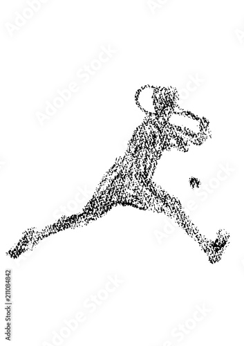 クレヨンで描いたテニス選手のイラスト