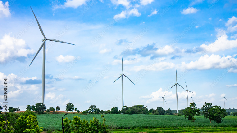 Landscape of wind turbine in the farm Landscape of wind turbine in the farm