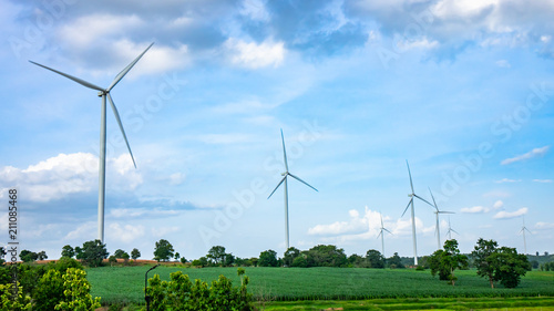 Landscape of wind turbine in the farm