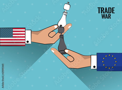 EU and USA trade war concept vector illustration graphic design