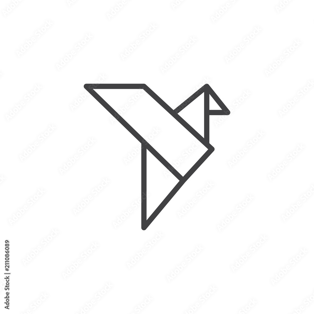 Origami bird outline icon. linear style sign for mobile concept and web design. Bird paper simple line vector icon. Symbol, logo illustration. Pixel perfect vector graphics Origami bird outline icon. linear style sign for mobile concept and web design. Bird paper simple line vector icon. Symbol, logo illustration. Pixel perfect vector graphics