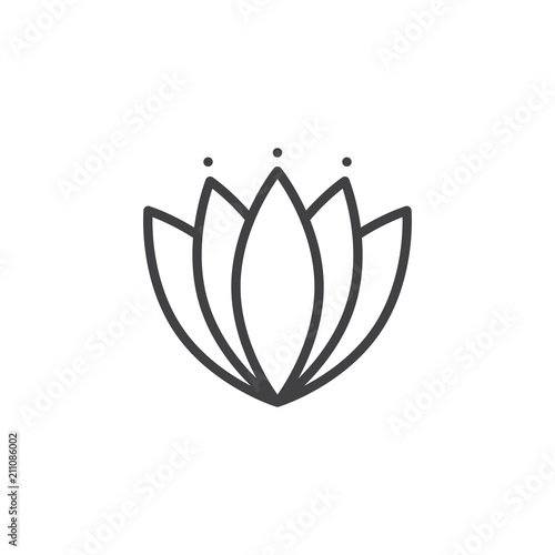 Oriental lotus outline icon. linear style sign for mobile concept and web design. Japanese lily water flower simple line vector icon. Symbol, logo illustration. Pixel perfect vector graphics