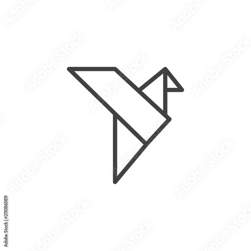 Origami bird outline icon. linear style sign for mobile concept and web design. Bird paper simple line vector icon. Symbol, logo illustration. Pixel perfect vector graphics