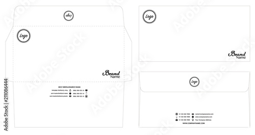 white envelope template mockup with dieline eps10