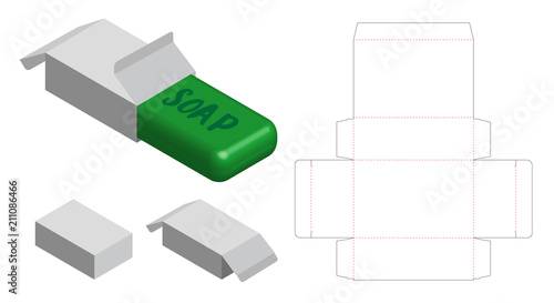 hard paper soap box mockup with dieline