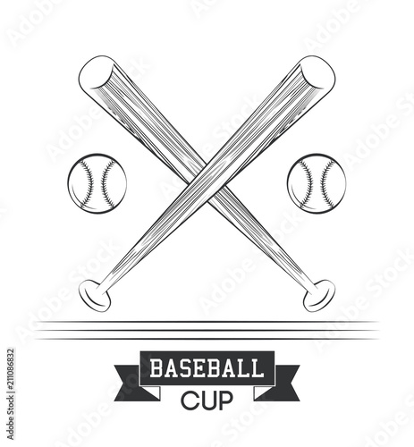 Baseball sport cup with bats emblem vector illustration graphic design