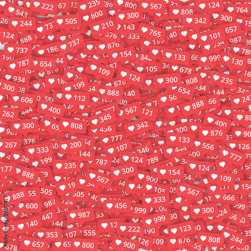 Red background with likes meter with hearts.