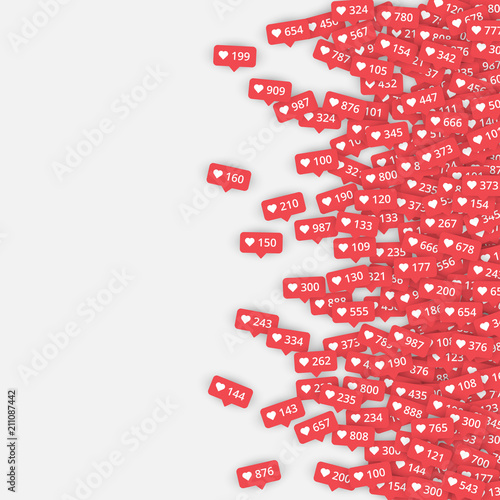 White background with likes meter with hearts.