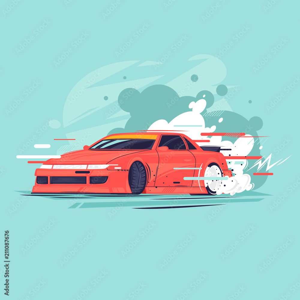 Premium Vector, Drift car illustration