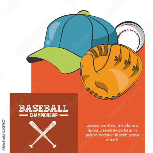 Baseball championship poster with information vector illustration graphic design