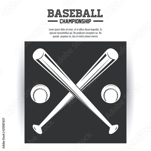 Baseball championship emblem with gray and white vector illustration graphic design