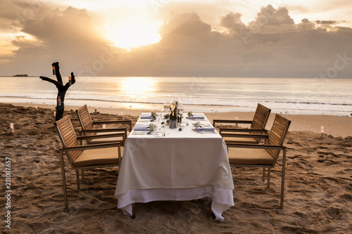 dinner table on the beach at Thailand