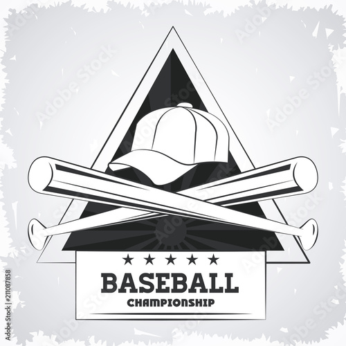Baseball championship emblem with gray and white vector illustration graphic design