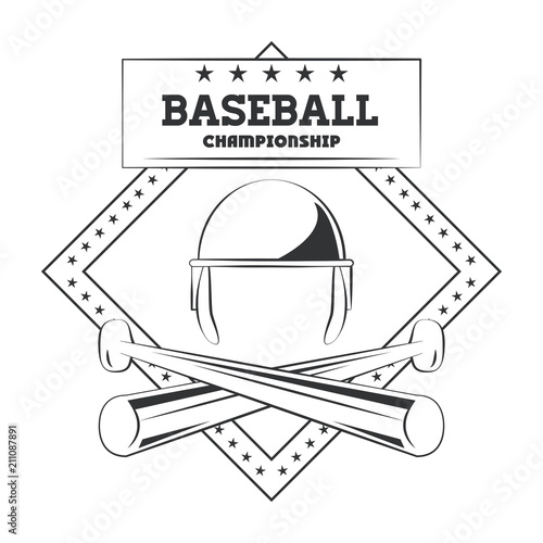 Baseball championship emblem with gray and white vector illustration graphic design