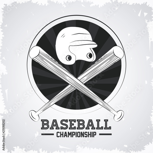 Baseball championship emblem with gray and white vector illustration graphic design