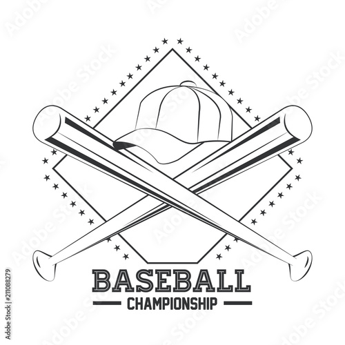 Baseball championship emblem with gray and white vector illustration graphic design