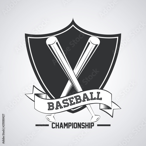 Baseball championship game emblem with equipment vector illustration graphic design
