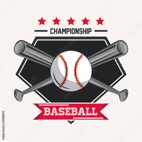 Baseball championship game emblem with equipment vector illustration graphic design