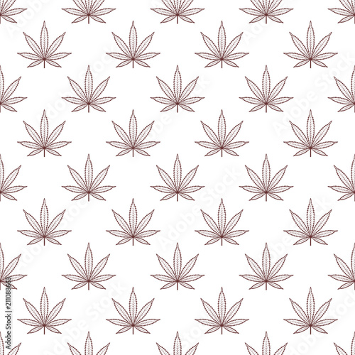 Seamless pattern with marijuana leaf. Cannabis background. Pattern can be used for fabric design, wallpaper, wrapping papers. Isolated vector illustration.