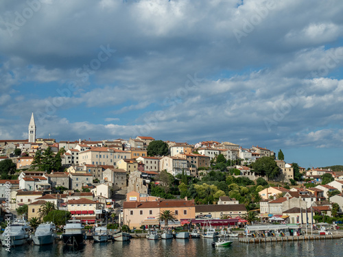 Vrsar, Croatia, Europe, June 2018. View from city port to Saint Martin's Church.