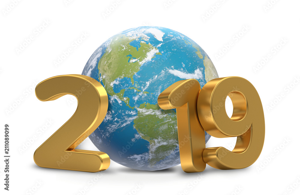 2019 year world planet earth 3d-illustration 2019 year world planet earth 3d-illustration