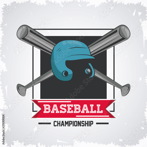 Baseball championship game emblem with equipment vector illustration graphic design