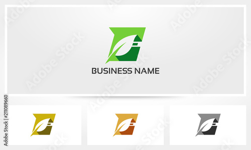 Letter E Leaf Environment Natural Logo