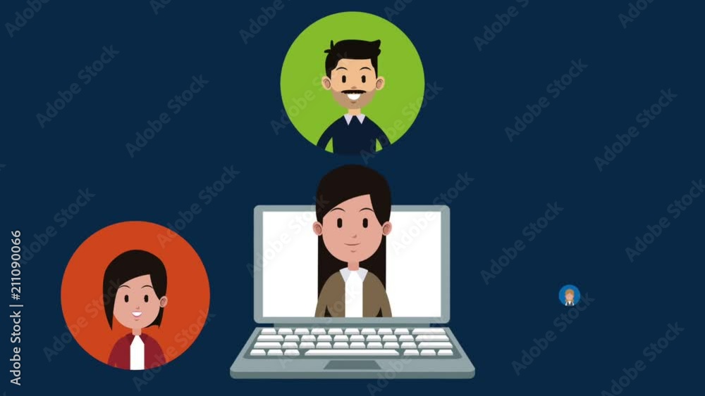 Mother talking with kids by laptop High Definition animation scenes Mother talking with kids by laptop High Definition animation scenes