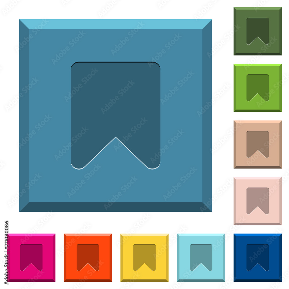 Bookmark engraved icons on edged square buttons Bookmark engraved icons on edged square buttons