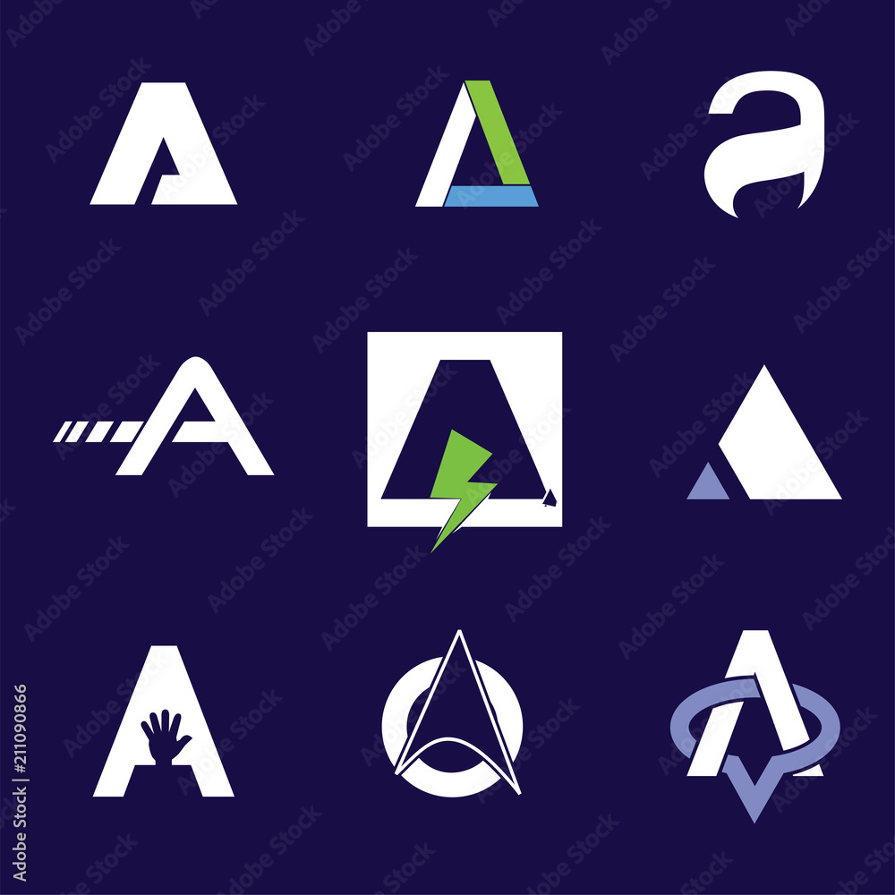 Set of letter logo design template elements collection of vector letter A logo Set of letter logo design template elements collection of vector letter A logo