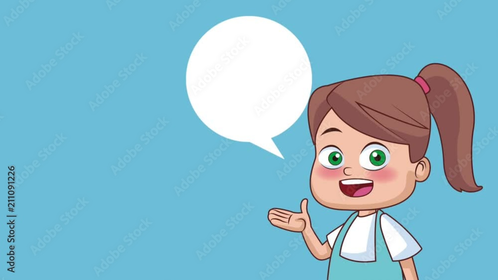 Beautiful student girl with blank bubble speech High Definition animation colorful scenes Beautiful student girl with blank bubble speech High Definition animation colorful scenes