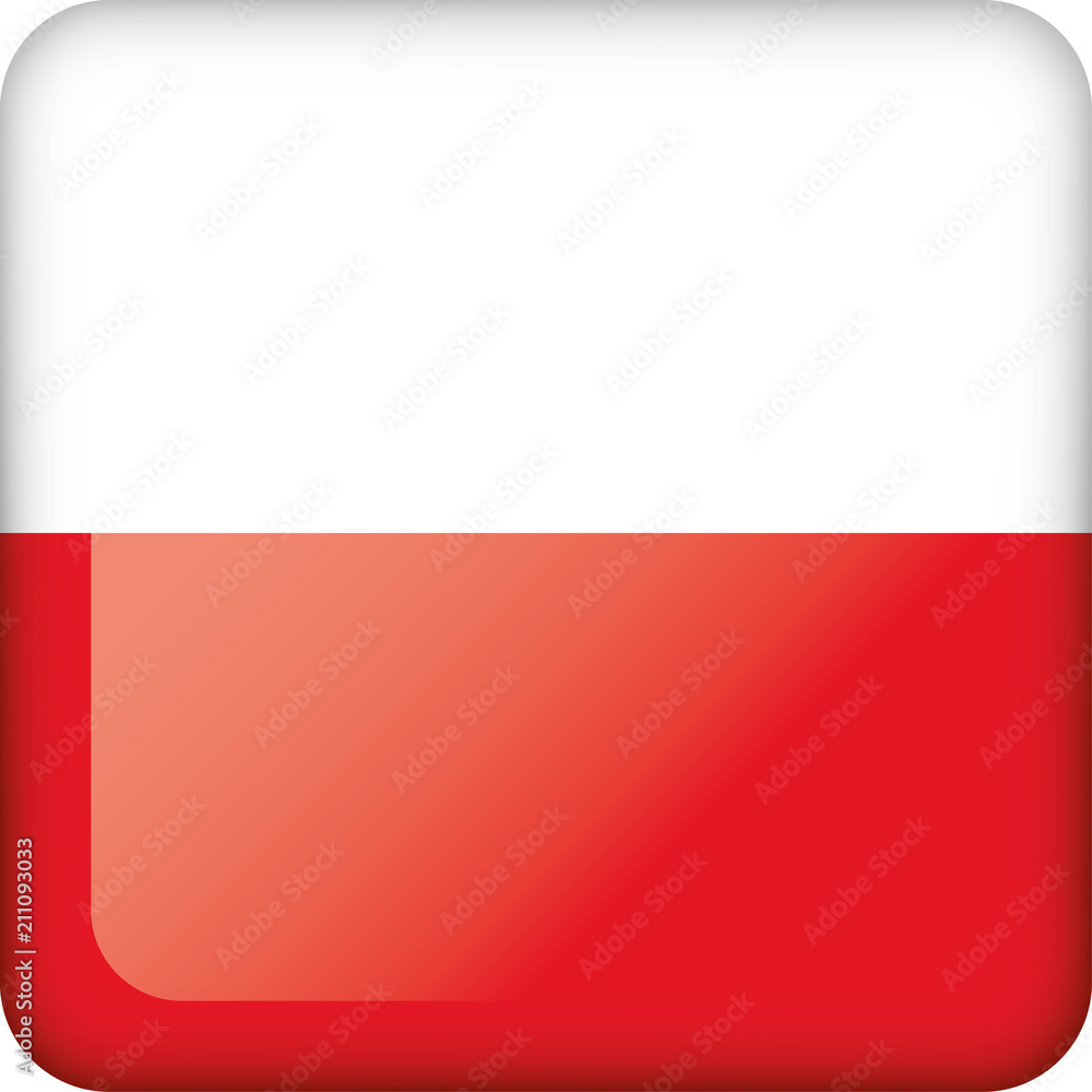 Icon representing square button flag of Poland. Ideal for catalogs of institutional materials and geography
