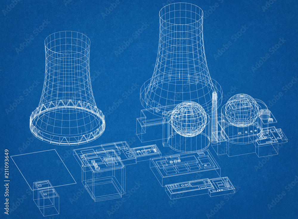 Nuclear Power Plant - Reactor Architect Blueprint Stock Illustration |  Adobe Stock
