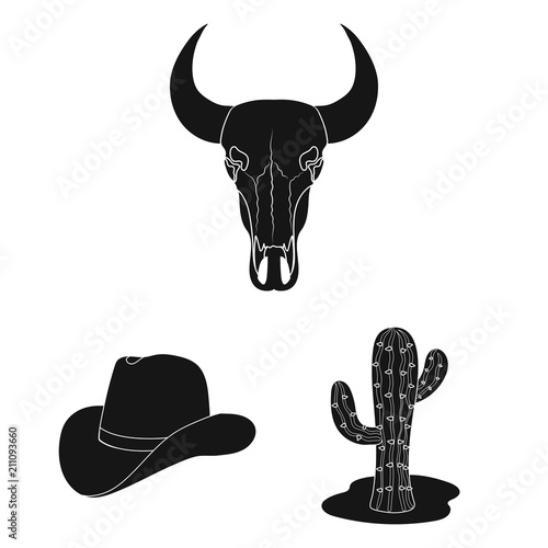 Rodeo, competition black icons in set collection for design. Cowboy and equipment vector symbol stock web illustration.
