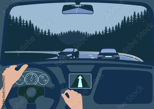 View of the road from the car interior vector illustration.