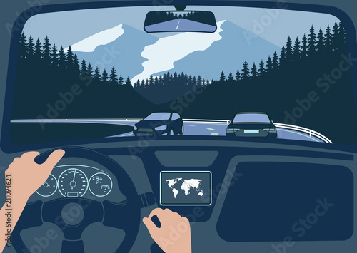 View of the road from the car interior vector illustration.