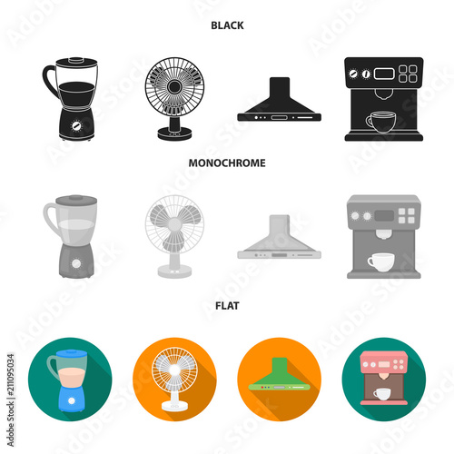 Blender, extractor and other equipment.Household set collection icons in black, flat, monochrome style vector symbol stock illustration web.