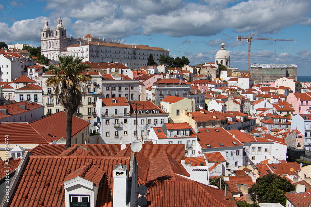 View of old town of Lisbon from Miradouro de Santa Luzia
