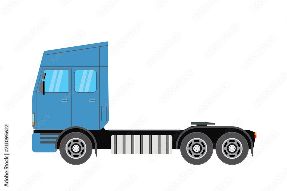 Big blue and black semi truck. Big blue and black semi truck.