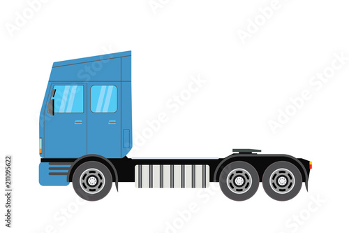 Big blue and black semi truck.